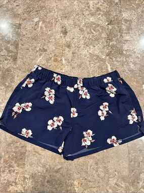 Patagonia Baggies Shorts Floral Athletic Shorts Blue & White Medium